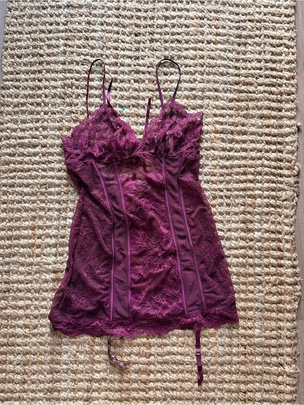 Nwt victoria secret Lace Chemise Slip with garter Deep Burgundy -Intimates